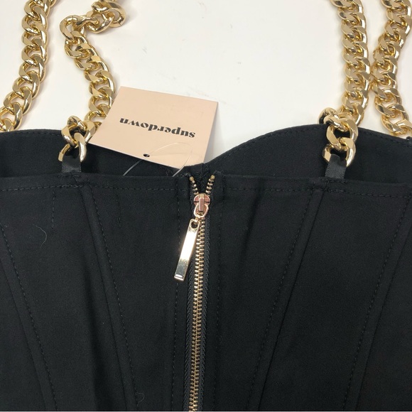 Superdown Raven chain strap bustier crop top black - Small - Picture 9 of 13